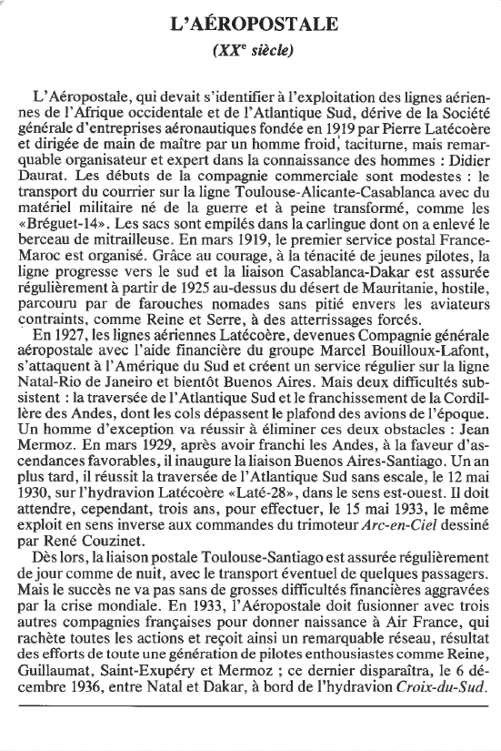 Prévisualisation du document L'AÉROPOSTALE(XXe siècle) (HISTOIRE).
