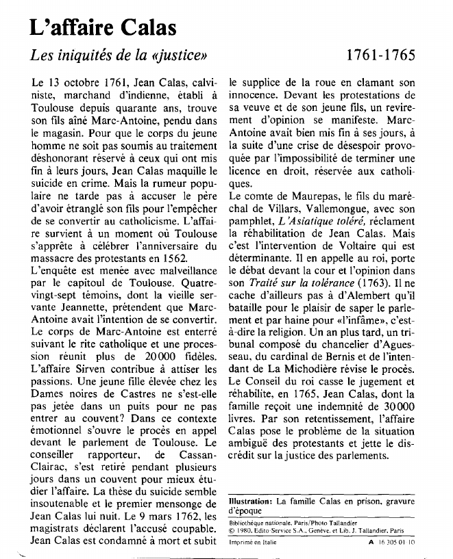 Prévisualisation du document L'affaire CalasLes iniquités de la «justice».