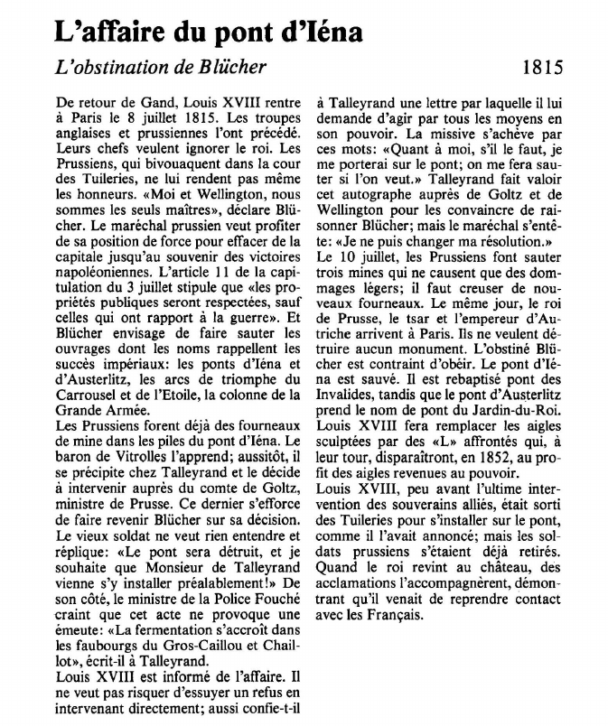 Prévisualisation du document L'affaire du pont d'IénaL'obstination de Blücher.