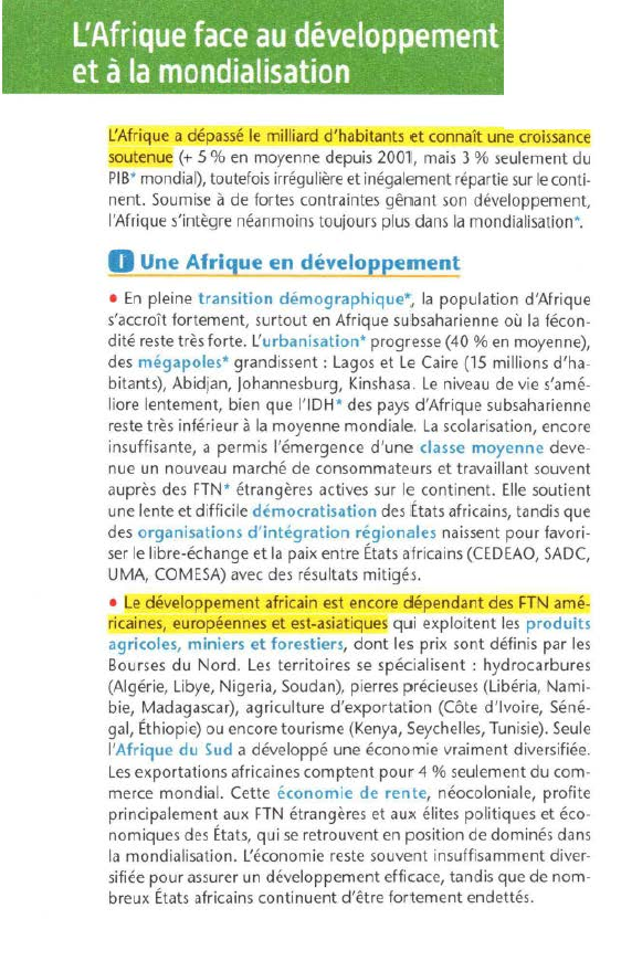 Prévisualisation du document L'Afrique et à la mondialisation (1)