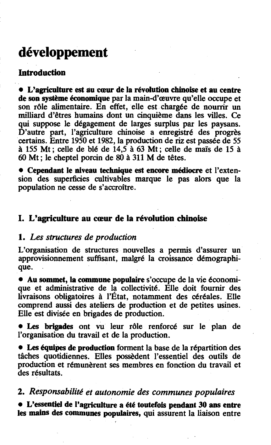 Prévisualisation du document L'AGRICULTURE CHINOISE DANS LES ANNÉES 1980 (géographie)