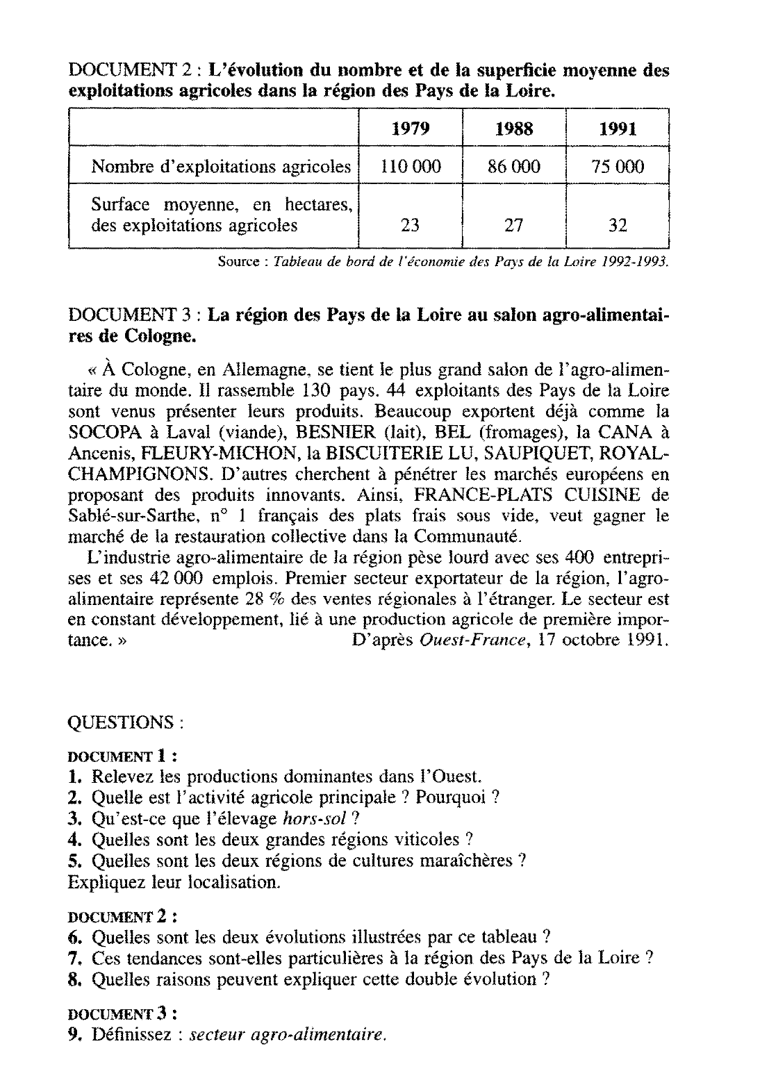 Prévisualisation du document L'agriculture dans l'Ouest et dans la région des Pays de la Loire