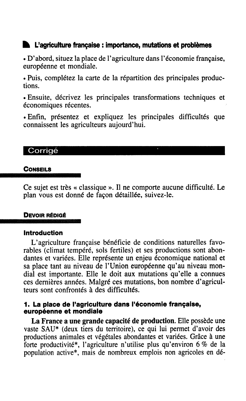 Prévisualisation du document L'agriculture française : importance, mutations et problèmes ?