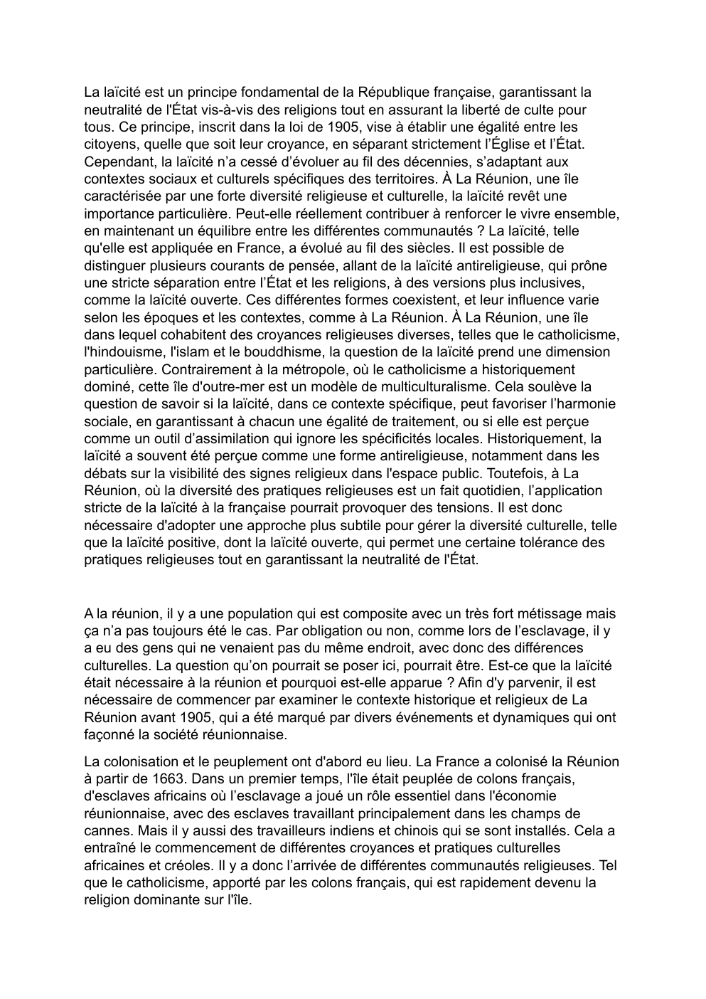 Prévisualisation du document Laicité à la réunion
