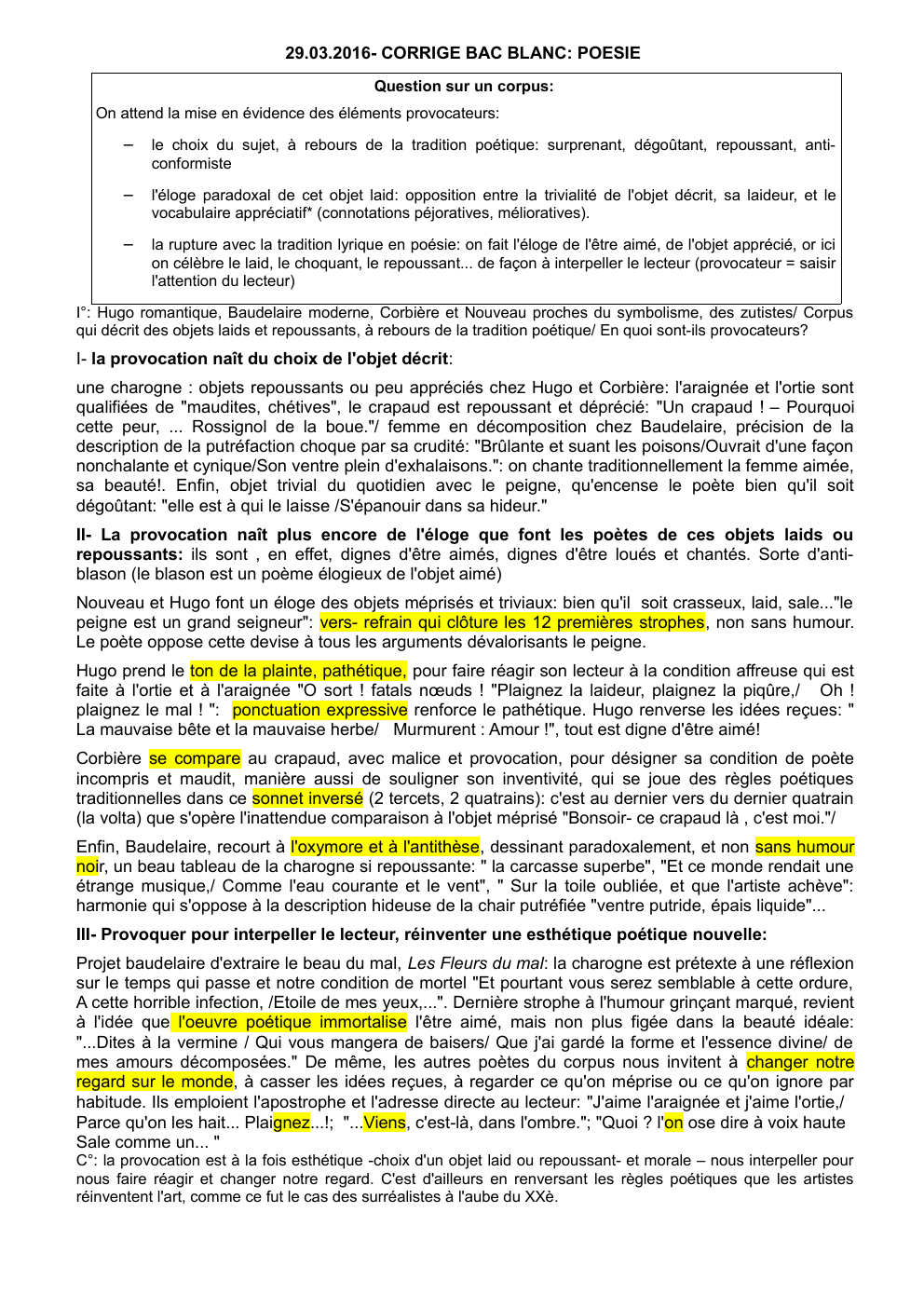 Prévisualisation du document Laideur et représentation artistique (Hugo, Baudelaire) - Provocation