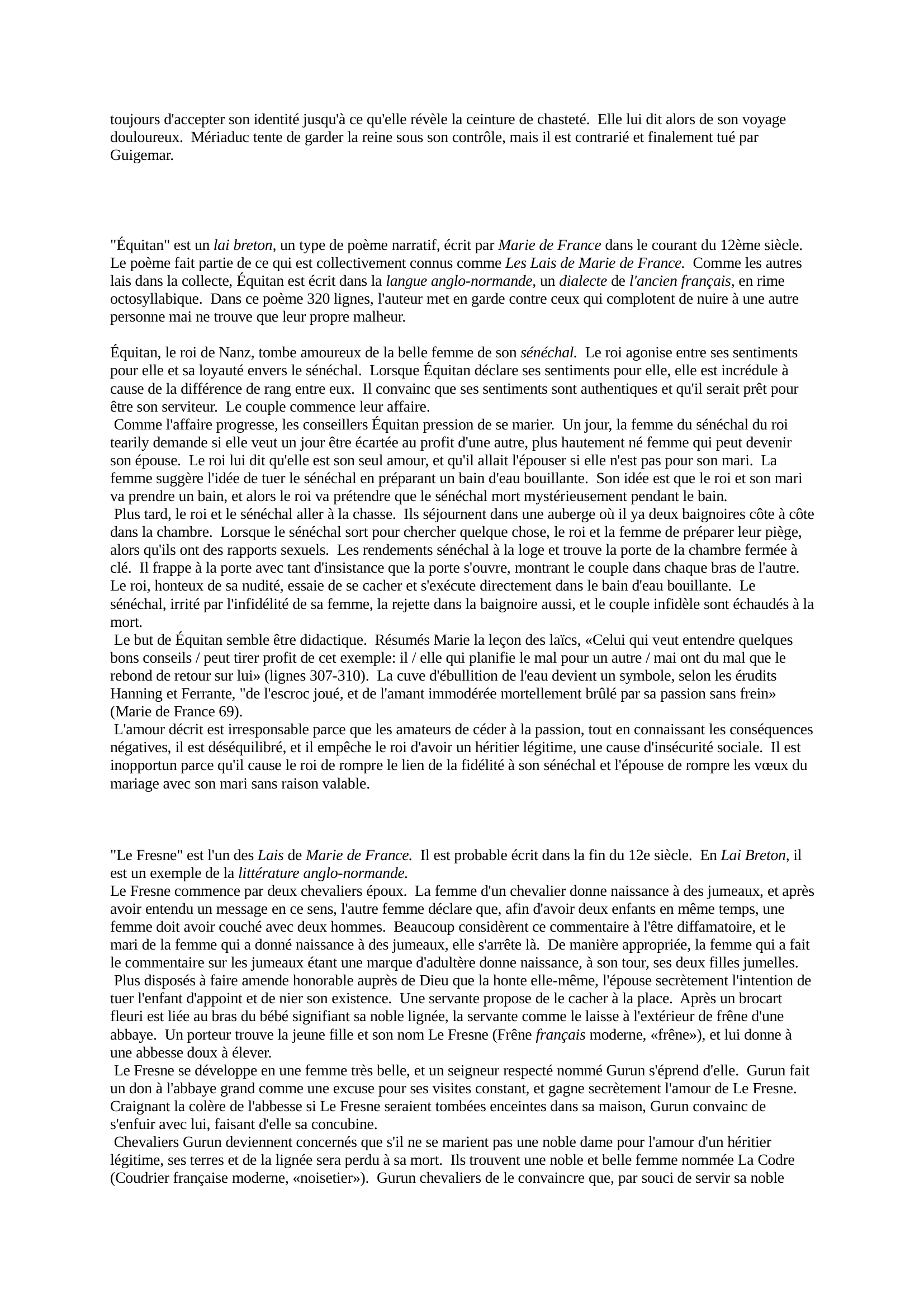 Prévisualisation du document LAIS MARIE DE FRANCE