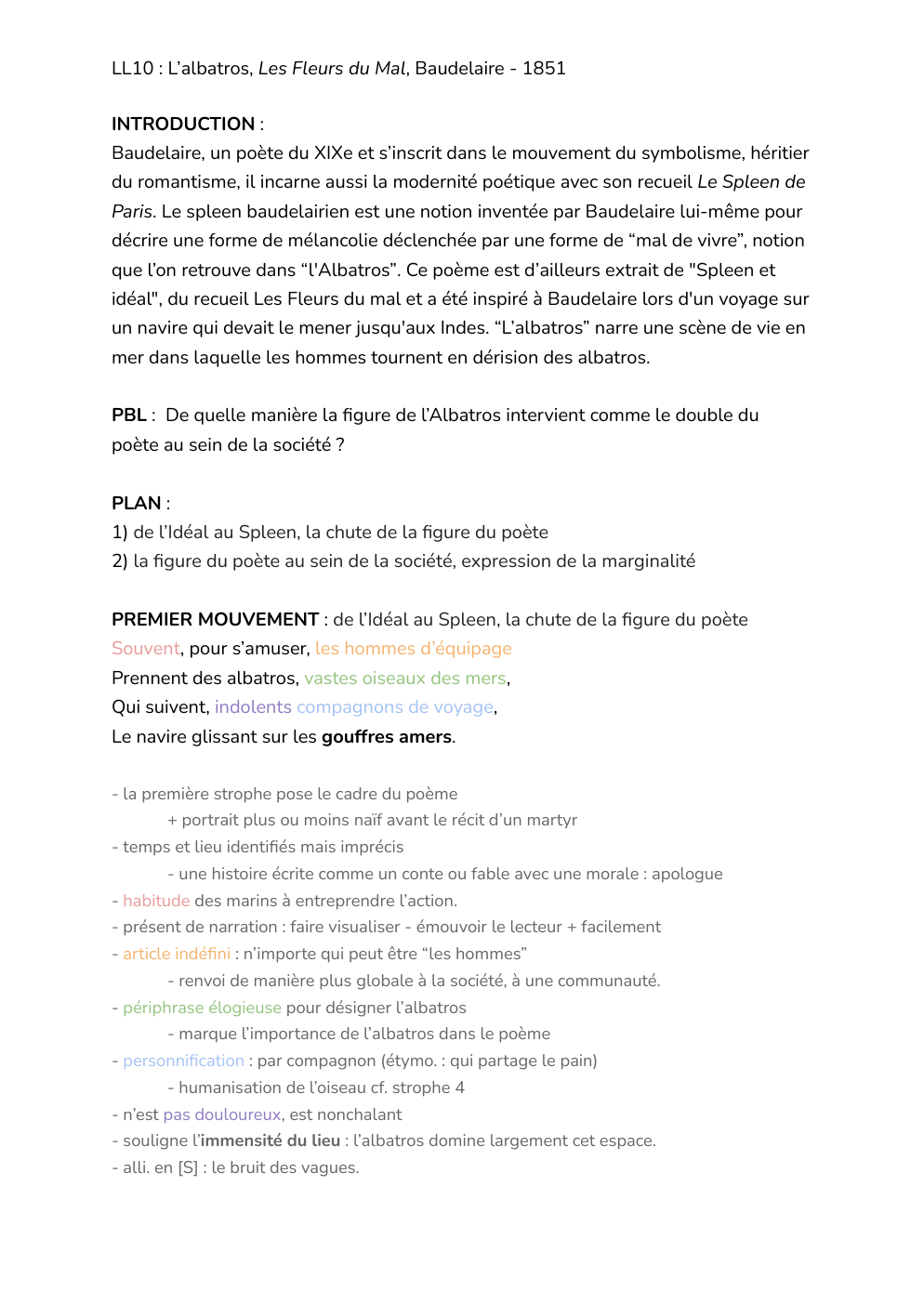 Prévisualisation du document L'albatros (Baudelaire) - analyse linéaire