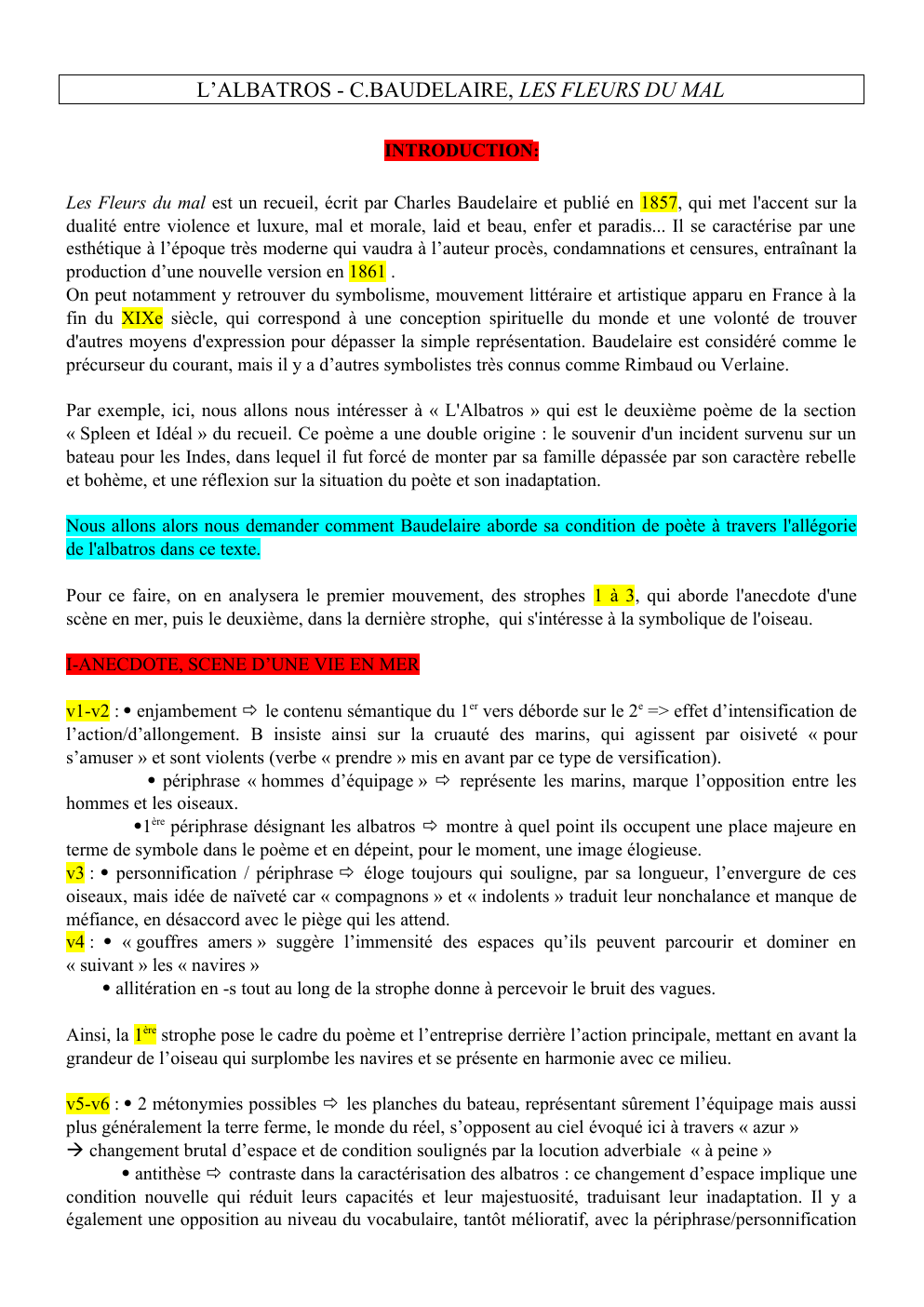 Prévisualisation du document L’ALBATROS - C.BAUDELAIRE, LES FLEURS DU MAL et UN VOYAGE A CYTHERE - C.BAUDELAIRE, LES FLEURS DU MAL (analyse littéraire)