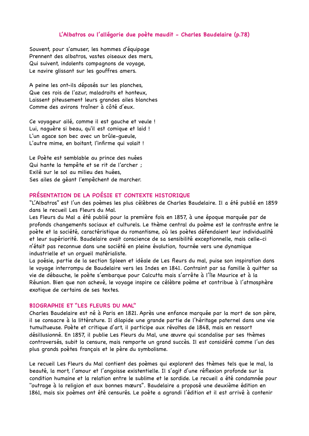 Prévisualisation du document L'albatros  commentaire Bac