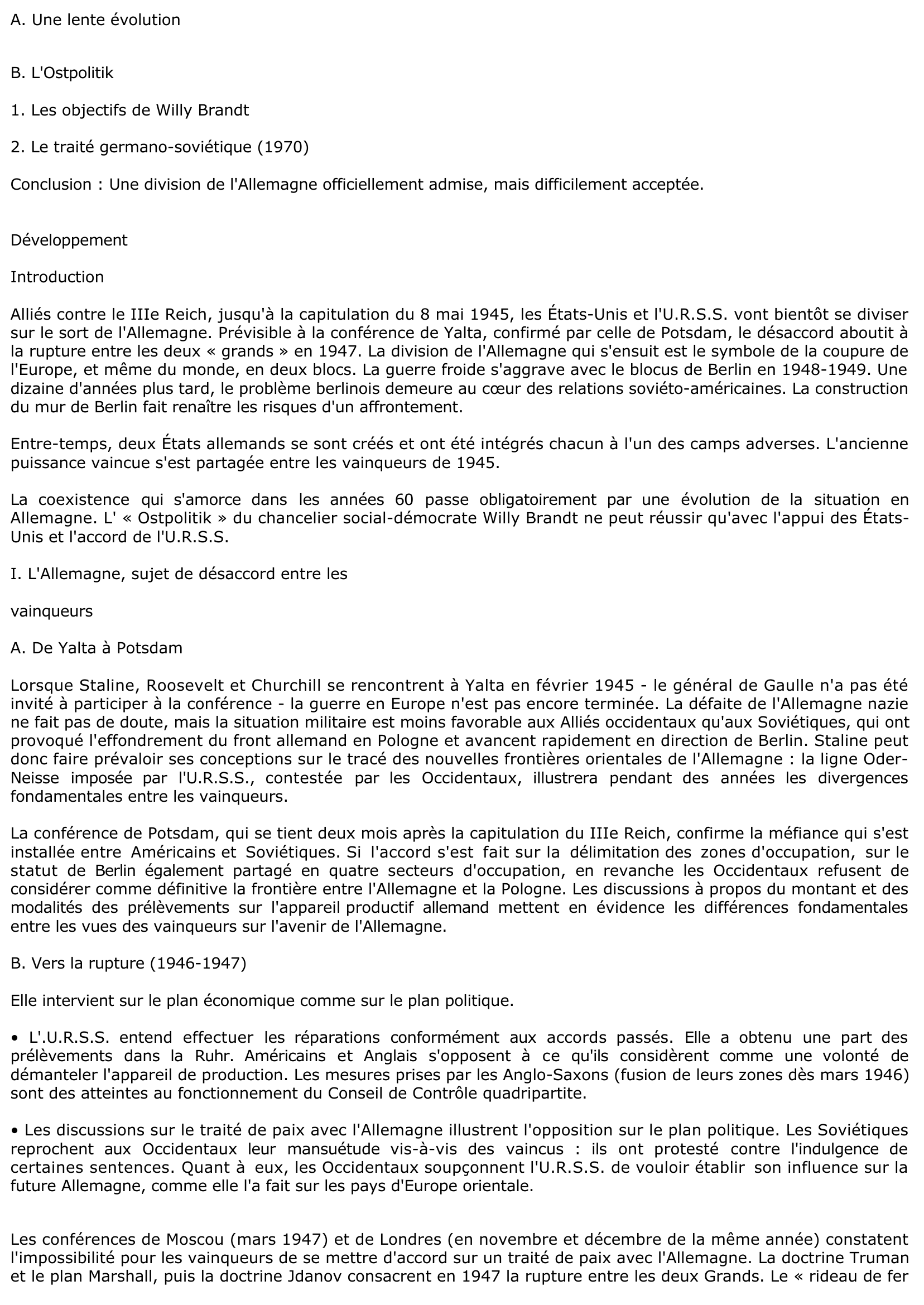 Prévisualisation du document L'ALLEMAGNE, REFLET DES TENSIONS INTERNATIONALES (1945-1970) - Histoire