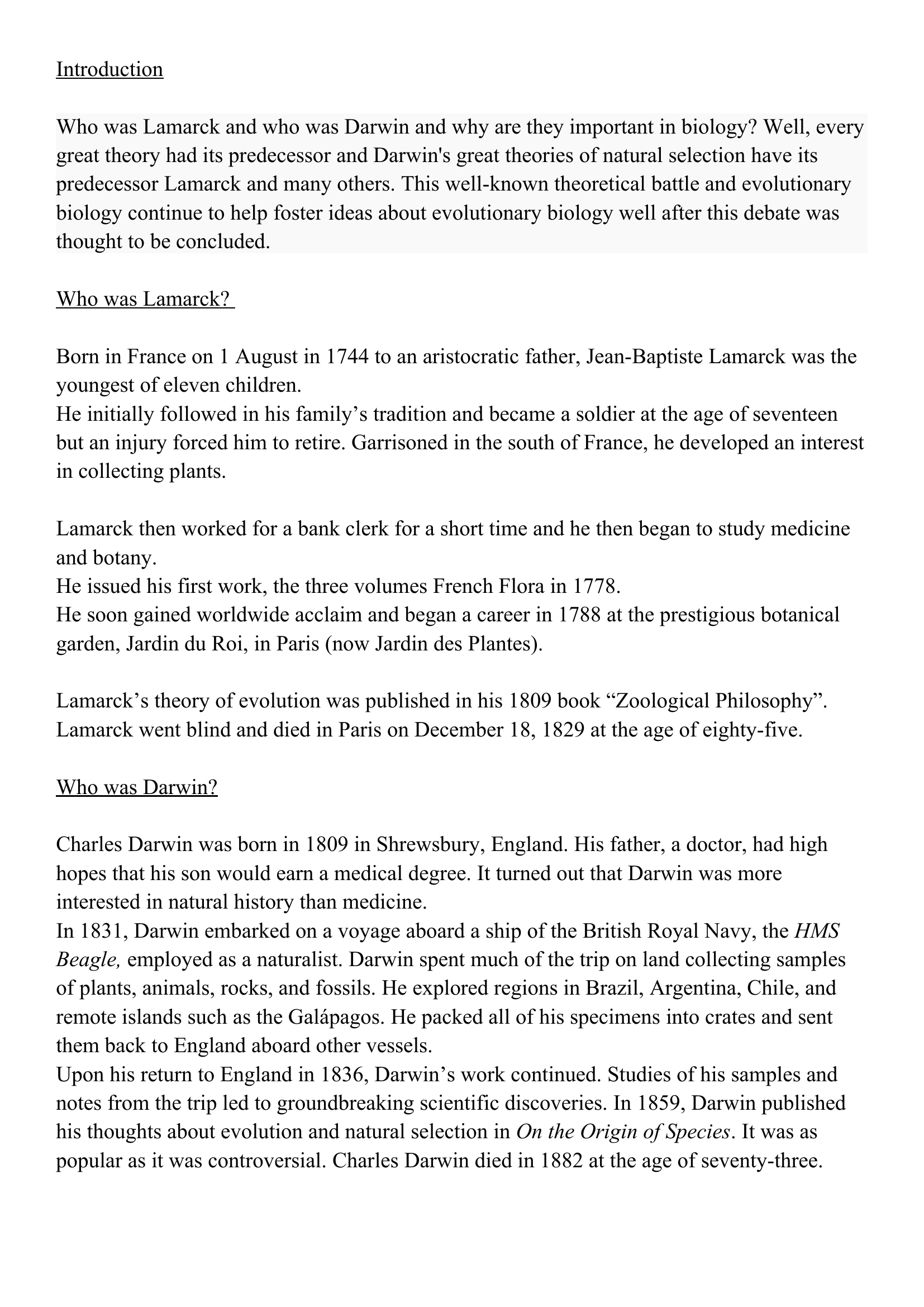 Prévisualisation du document Lamarck et Darwin en anglais