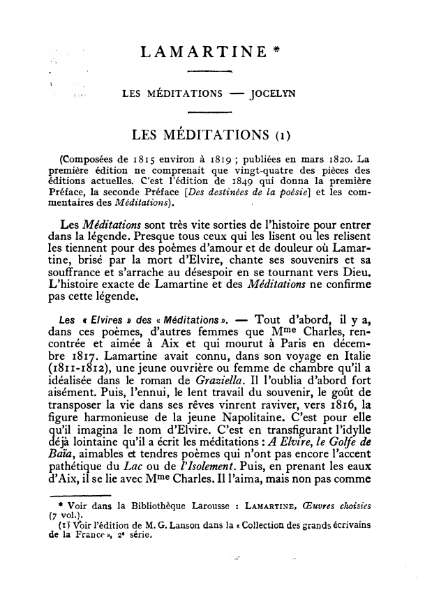 Prévisualisation du document LAMARTINE: LES MÉDITATIONS  - JOCELYN