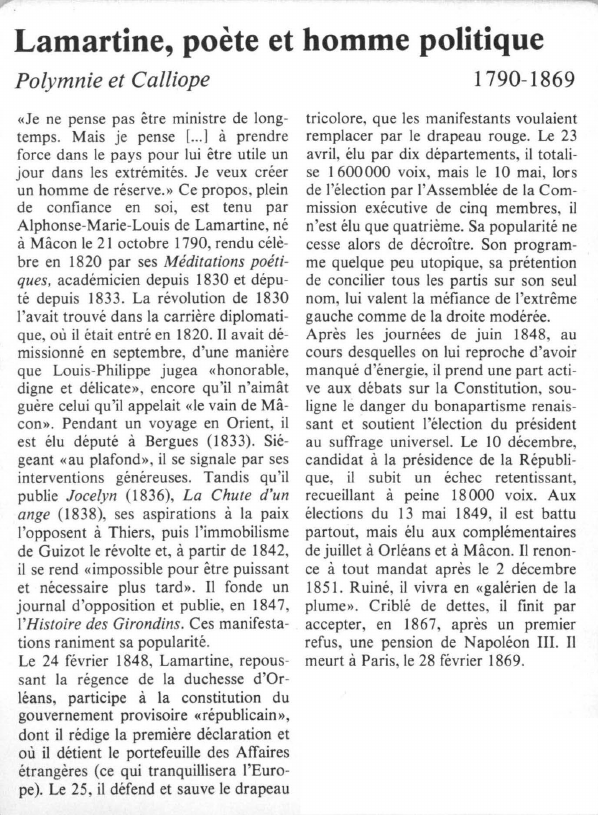 Prévisualisation du document Lamartine, poète et homme politiquePolymnie et Calliope.