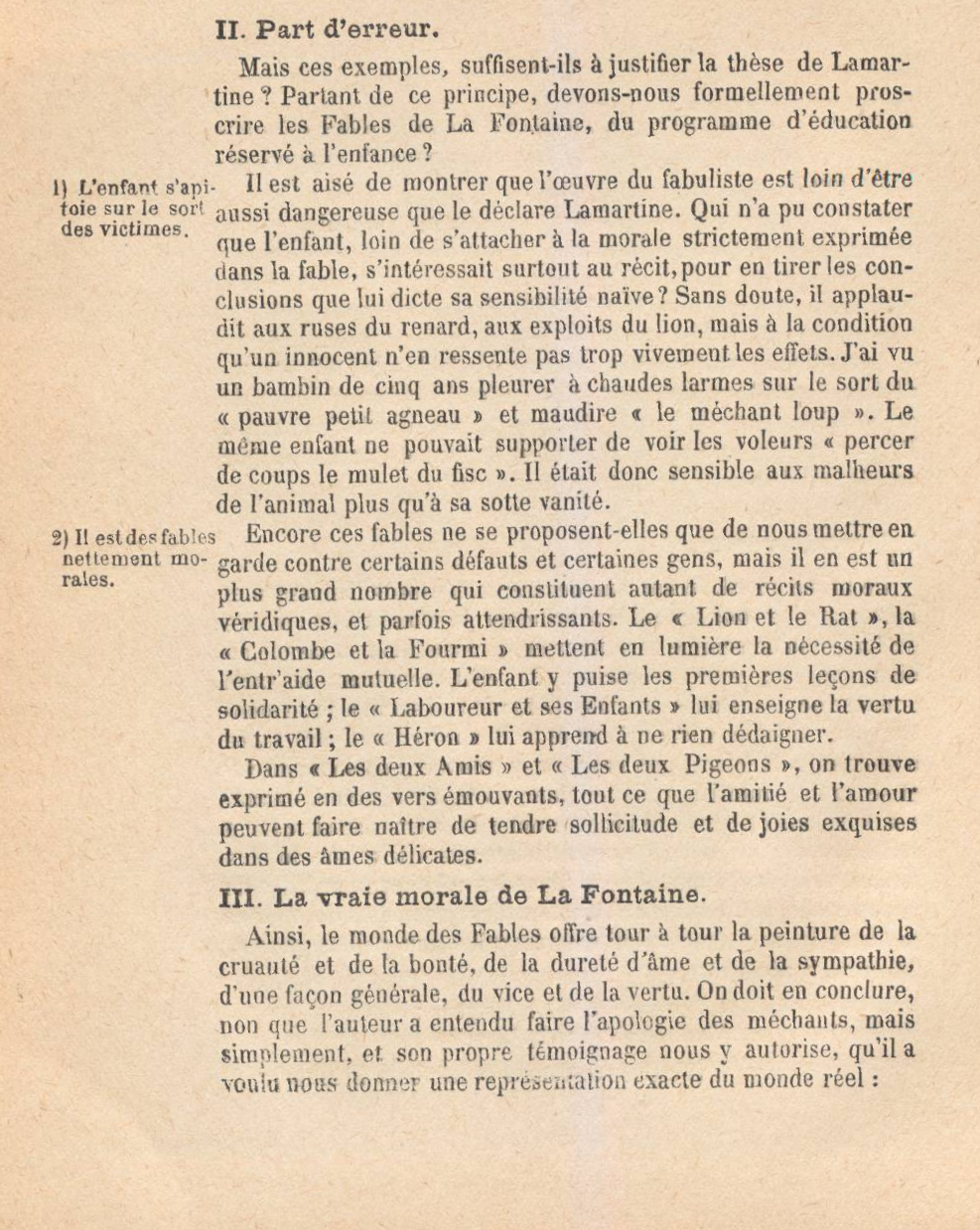 Prévisualisation du document Lamartine reprochait aux fables de La Fontaine d'être « immorales, fausses et cruelles » ? Que pensez-vous de cette appréciation ?