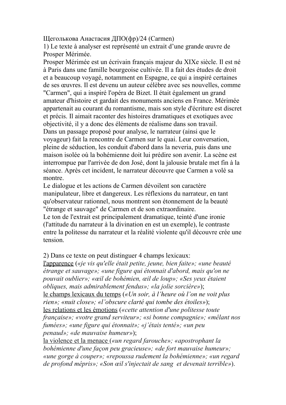 Prévisualisation du document L'analyse du texte (de Carmen et de Eugenie Drandet)