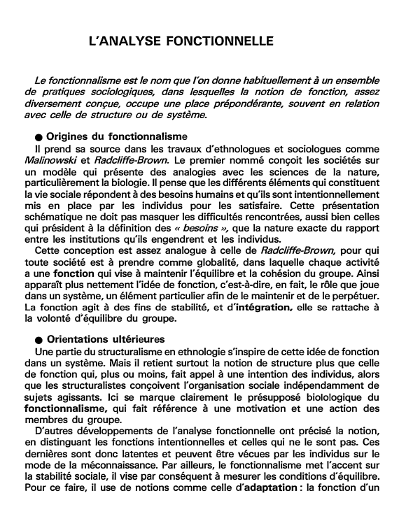 Prévisualisation du document L'ANALYSE FONCTIONNELLE (fiche bac)