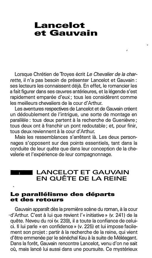 Prévisualisation du document Lancelot et Gauvain dans Le chevalier de la charrette de Chrétien de Troyes