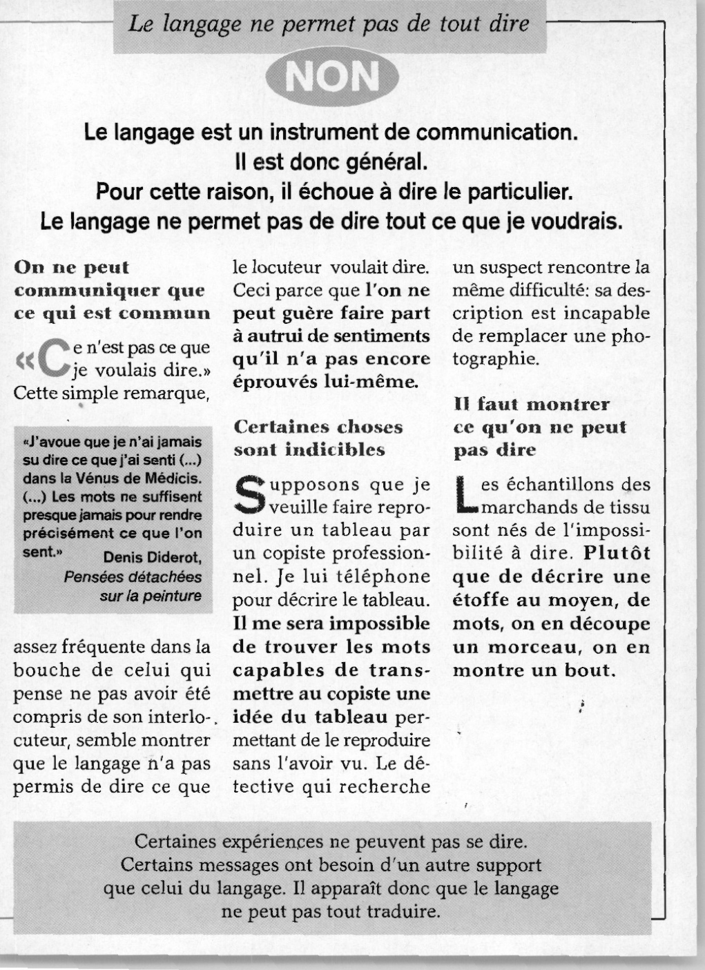 Prévisualisation du document Langage et Dicibilité
