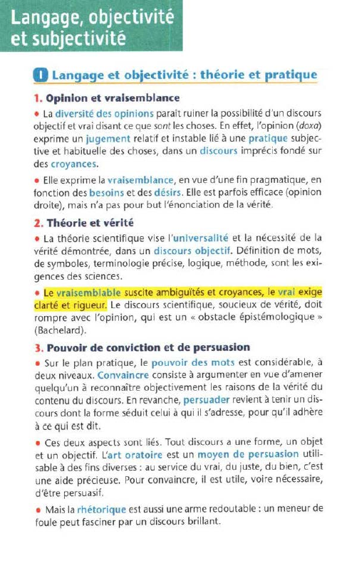 Prévisualisation du document Langage, objectivité
et subjectivité
0

Langage et objectivité : théorie et pratique

1. Opinion et vraisemblance
• La diversité des...