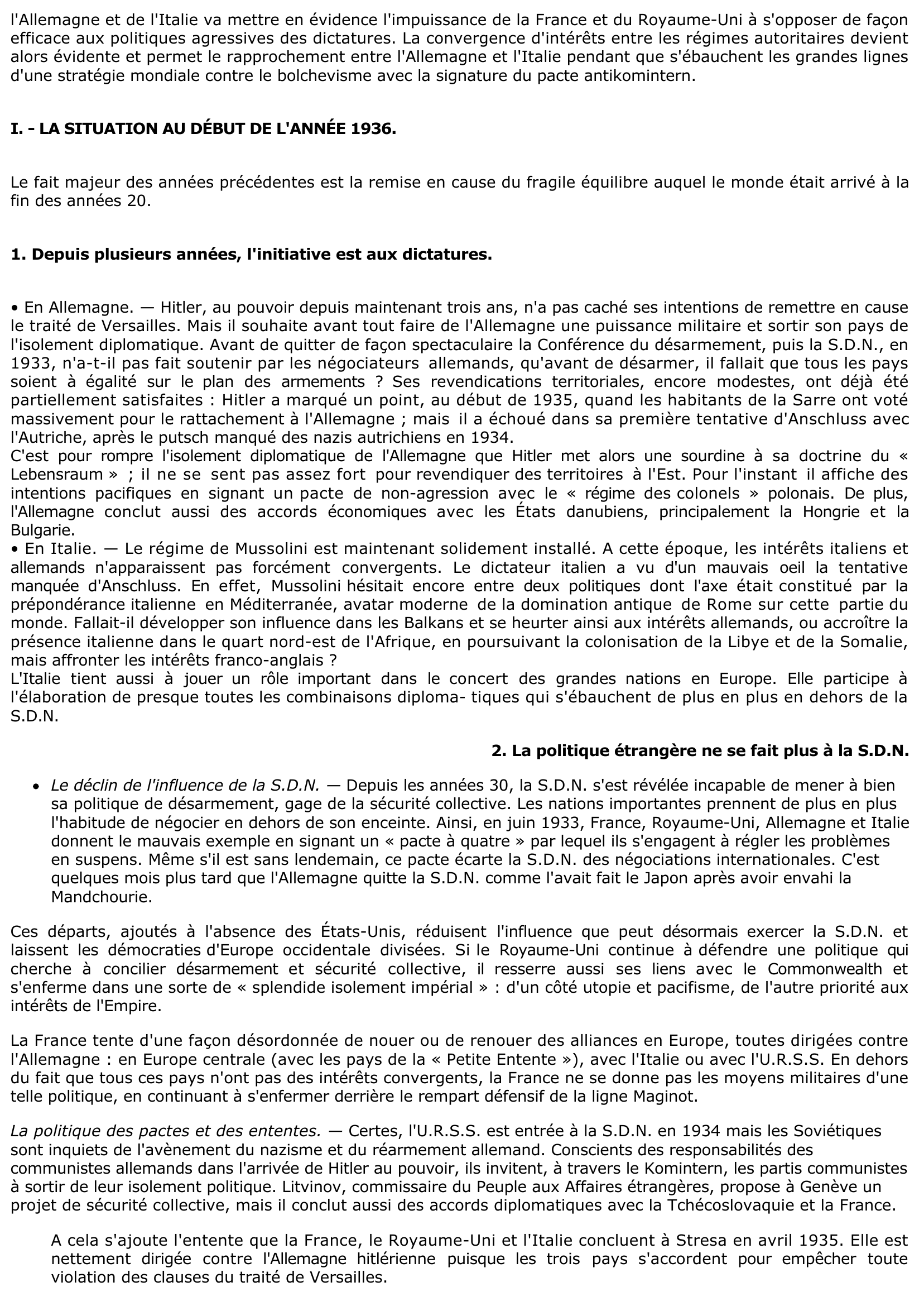 Prévisualisation du document L'ANNÉE 1936, TOURNANT DANS LES RELATIONS INTERNATIONALES.