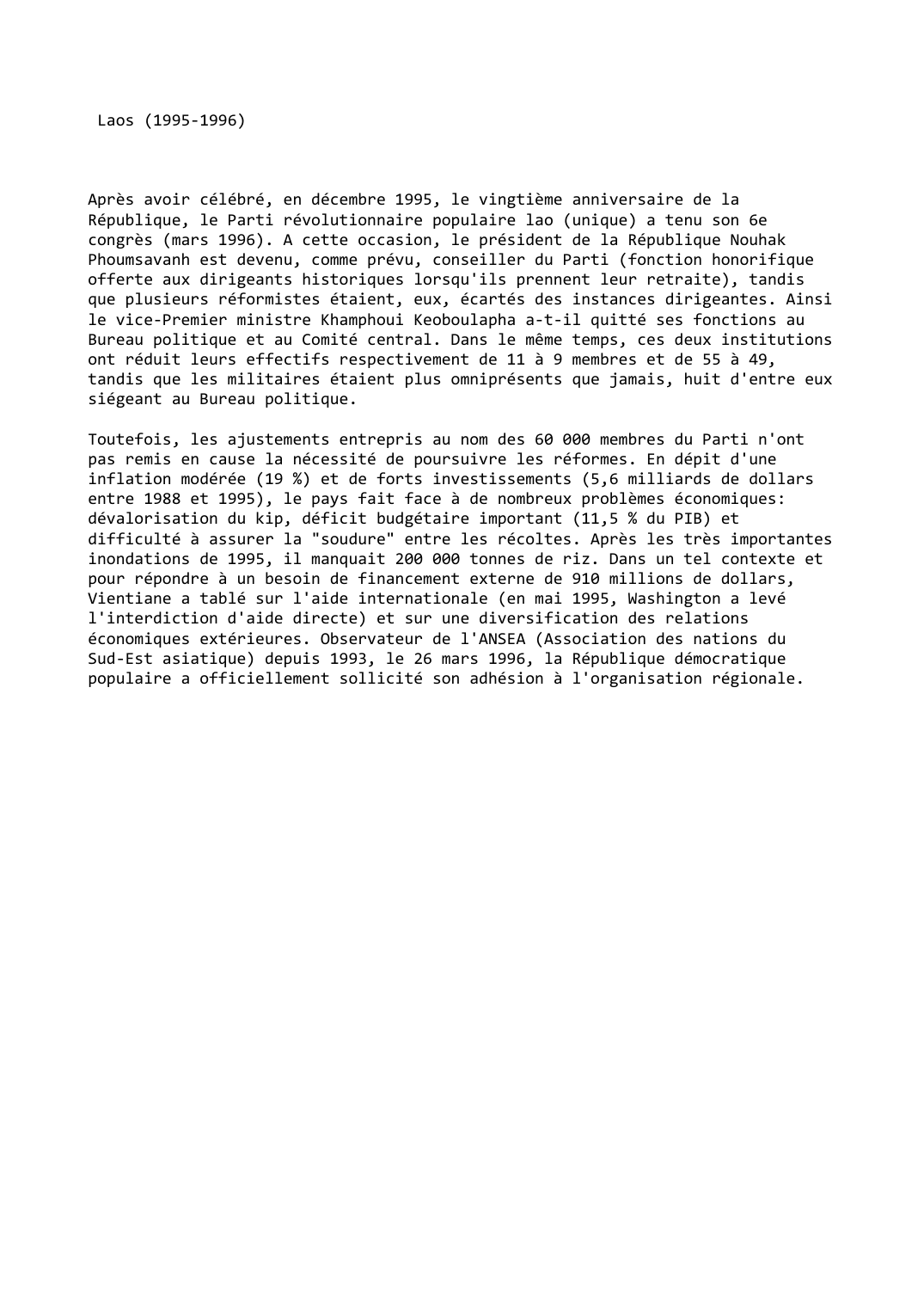 Prévisualisation du document Laos (1995-1996)