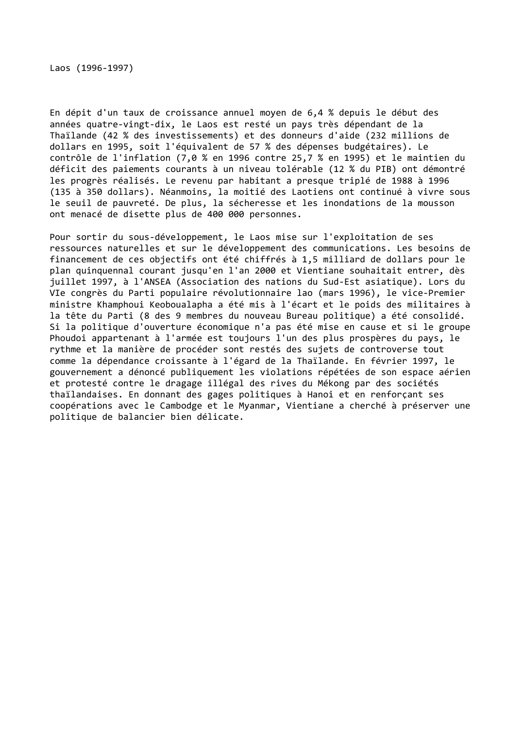 Prévisualisation du document Laos (1996-1997)