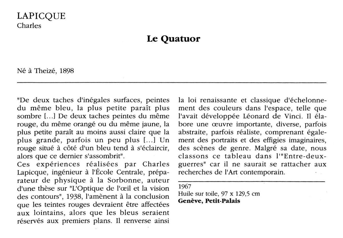 Prévisualisation du document LAPICQUE Charles : Le Quatuor