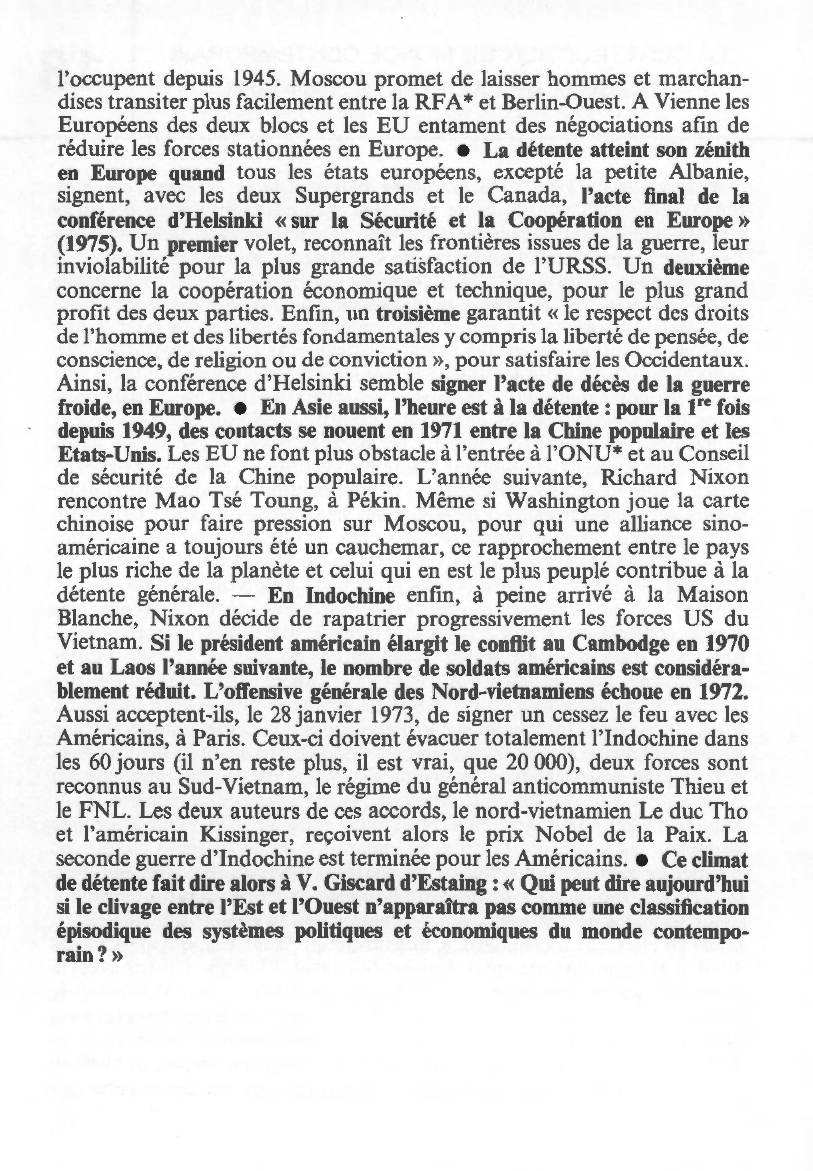 Prévisualisation du document L'APOGÉE DE LA DÉTENTE (1969-1975) - HISTOIRE
