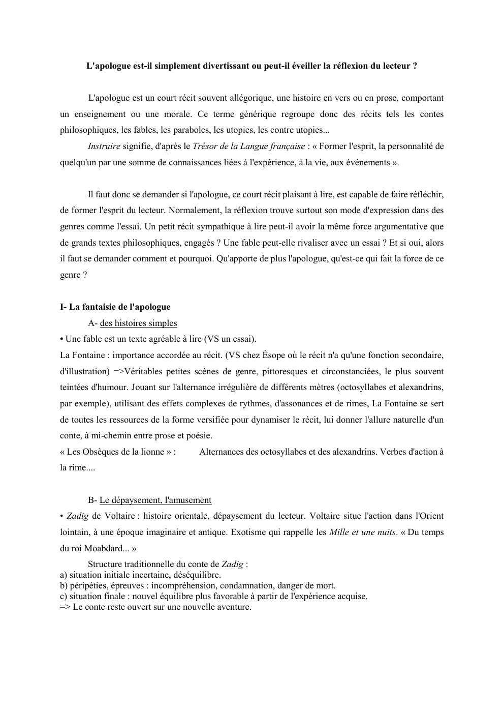 Prévisualisation du document L'apologue est-il simplement divertissant ou peut-il éveiller la réflexion du lecteur ?

L'apologue est un court récit souvent allégorique, une...