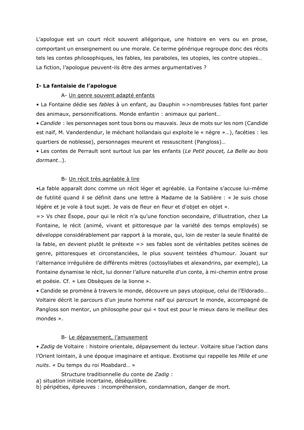 Prévisualisation du document L’apologue est un court récit souvent allégorique, une histoire en vers ou en prose,
comportant un enseignement ou une morale....