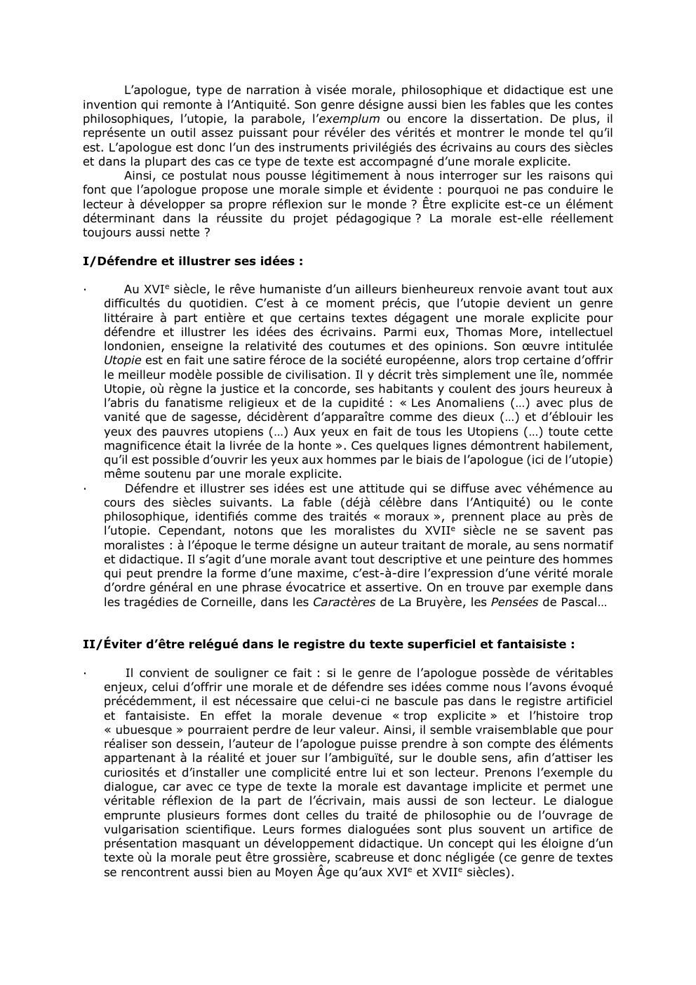 Prévisualisation du document L’apologue, type de narration à visée morale, philosophique et didactique est une
invention qui remonte à l’Antiquité. Son genre désigne...