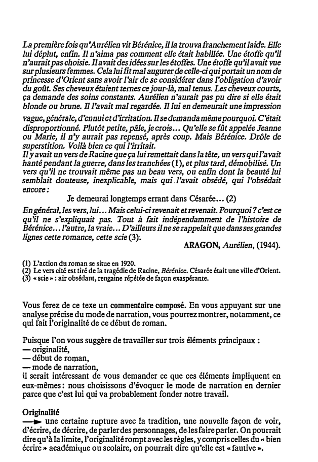 Prévisualisation du document Lapremière fois qu'Aurélien vit Bérénice, il la trouva franchement laide. Elle
lui déplut, enfin. Il n'aima pas comment elle était...