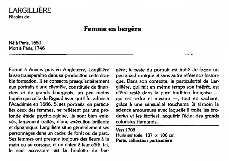 Prévisualisation du document LARGILLIÈRENicolas de:Femme en bergère.
