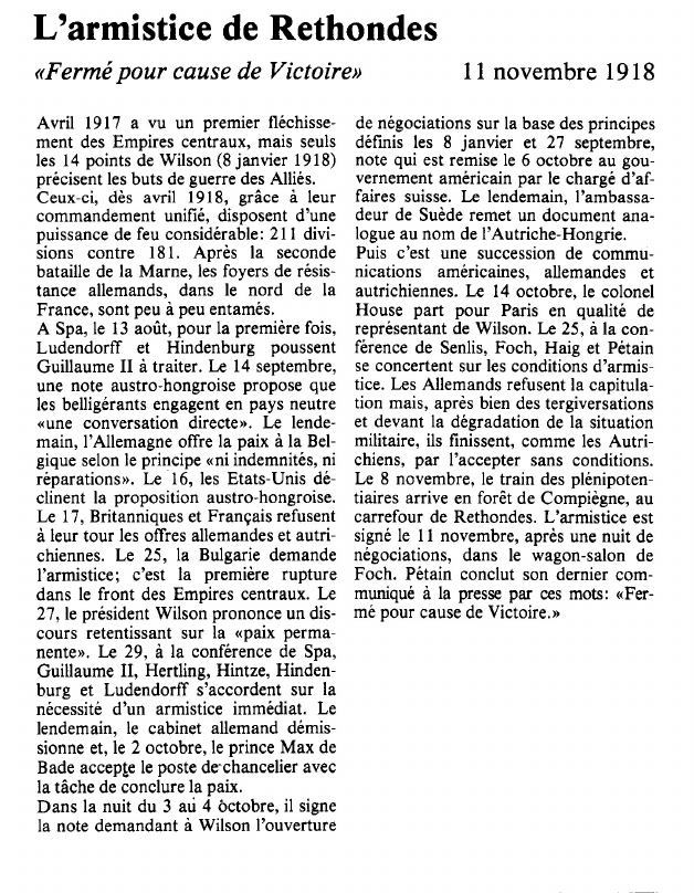 Prévisualisation du document L'armistice de Rethondes«Fermé pour cause de Victoire».