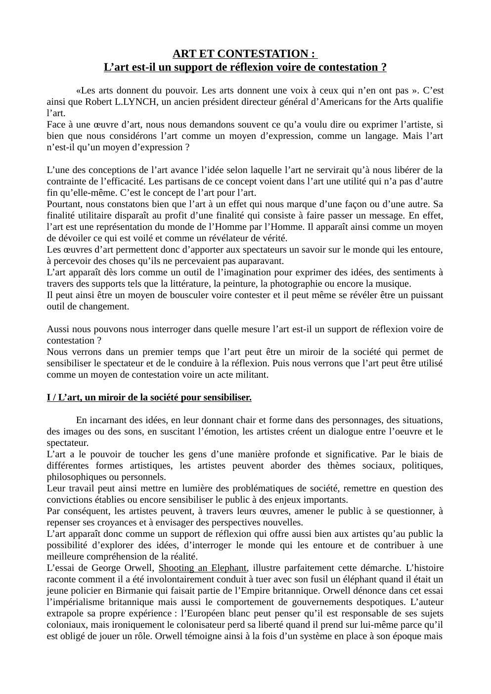 Prévisualisation du document L'art est-il un support de réflexion voire de contestation ?