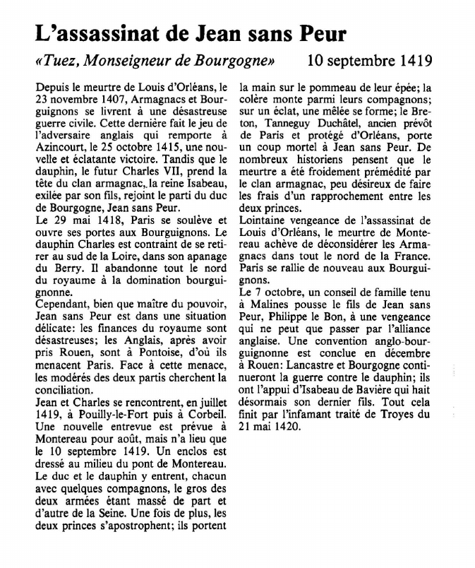 Prévisualisation du document L'assassinat de Jean sans Peur«Tuez, Monseigneur de Bourgogne».