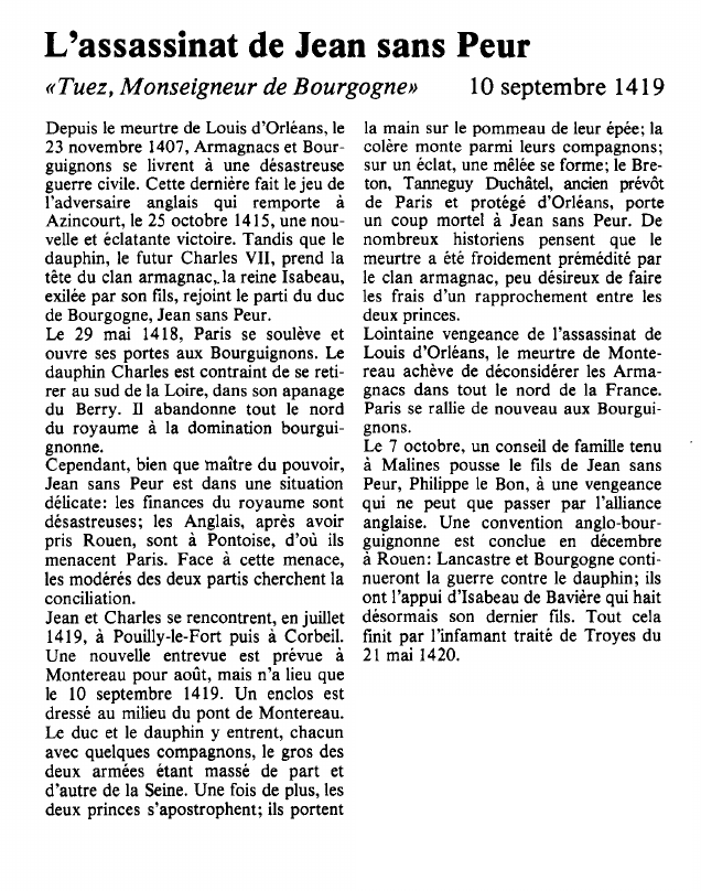 Prévisualisation du document L'assassinat de Jean sans Peur«Tuez, Monseigneur de Bourgogne».