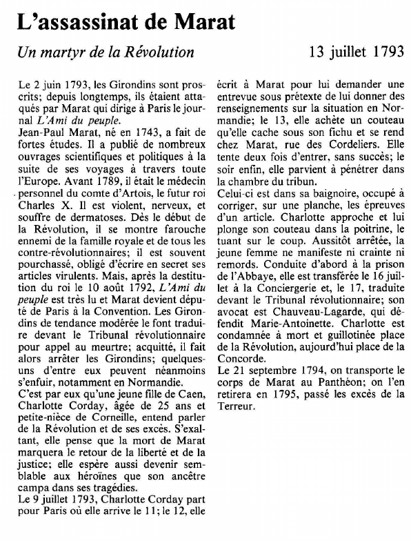 Prévisualisation du document L'assassinat de MaratUn martyr de la Révolution.