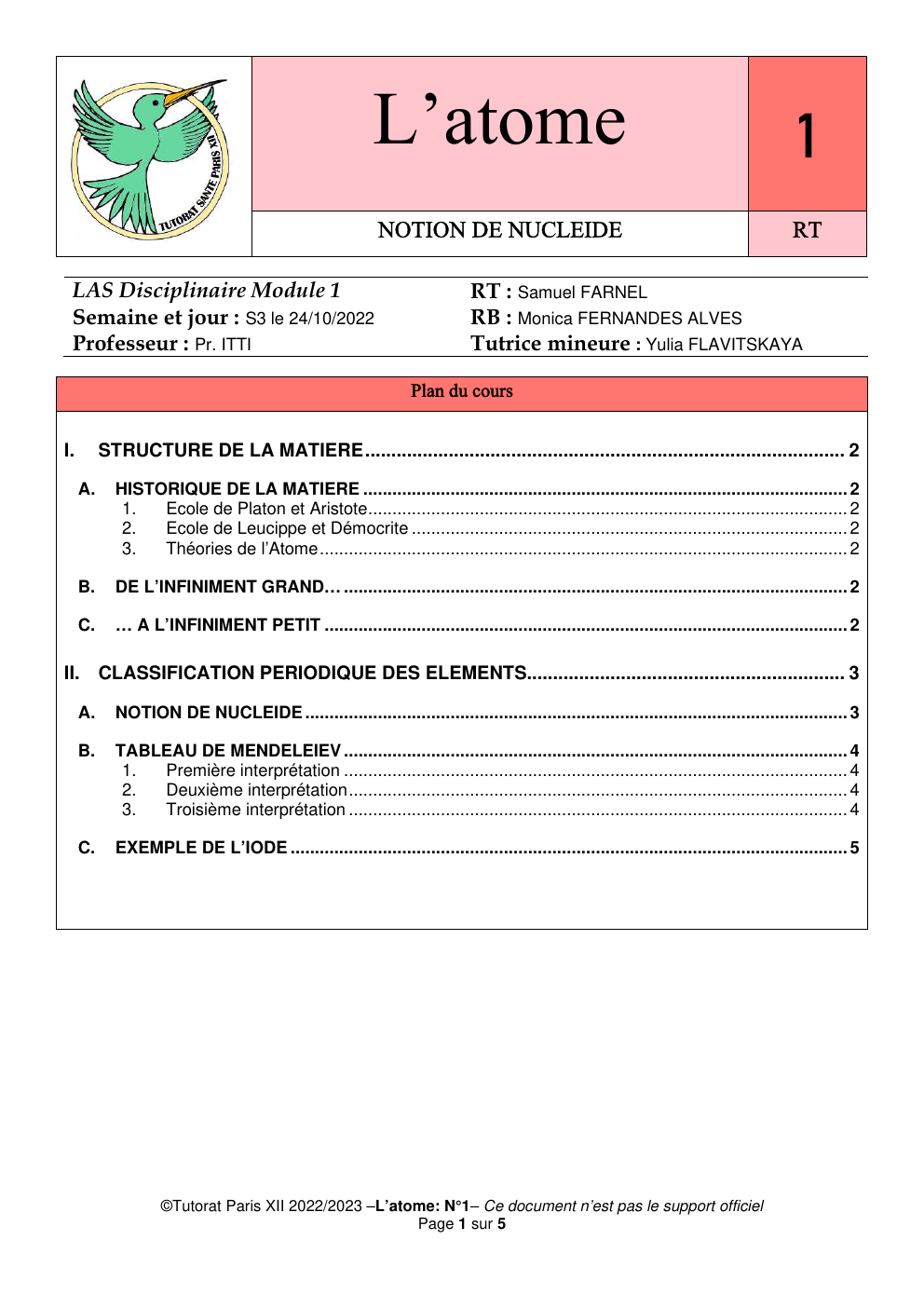 Prévisualisation du document L’atome NOTION DE NUCLEIDE