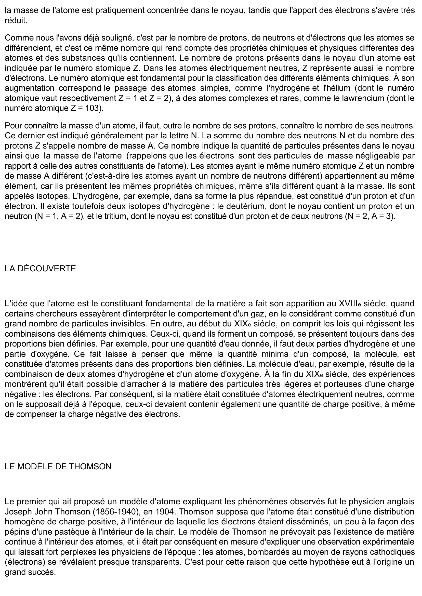 Prévisualisation du document L'ATOME (Sciences et Techniques)