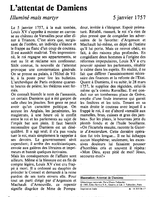 Prévisualisation du document L'attentat de DamiensIlluminé mais martyr.
