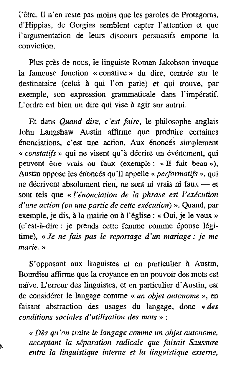 Prévisualisation du document « L'AUTORITÉ ADVIENT AU LANGAGE DU DEHORS. » Bourdieu