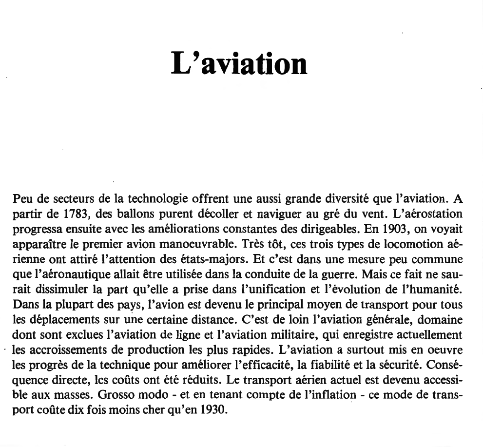 Prévisualisation du document L'aviation