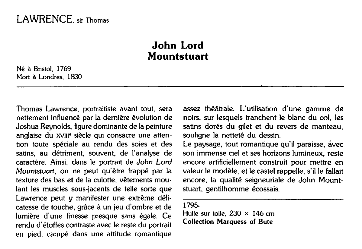 Prévisualisation du document LAWRENCE. sir Thomas : John Lord Mountstuart