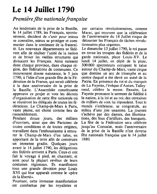 Prévisualisation du document Le 14 Juillet 1790Première fête nationale française.