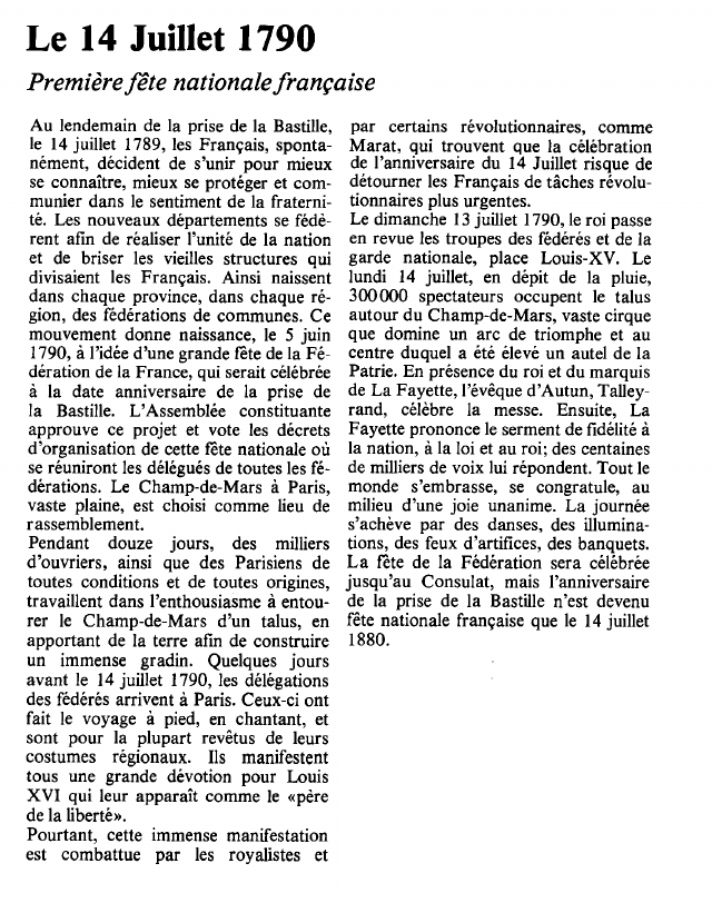 Prévisualisation du document Le 14 Juillet 1790Première fête nationale française.