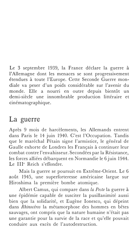 Prévisualisation du document Le 3 septembre 1939, la France déclare la guerre à
l'Allemagne dont les menaces se sont progressivement
étendues à toute...