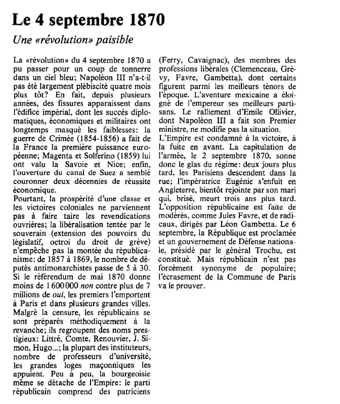 Prévisualisation du document Le 4 septembre 1870Une «révolution» paisible.