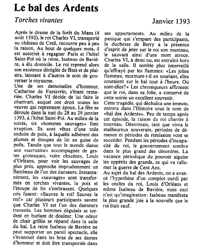 Prévisualisation du document Le bal des ArdentsTorches vivantes.