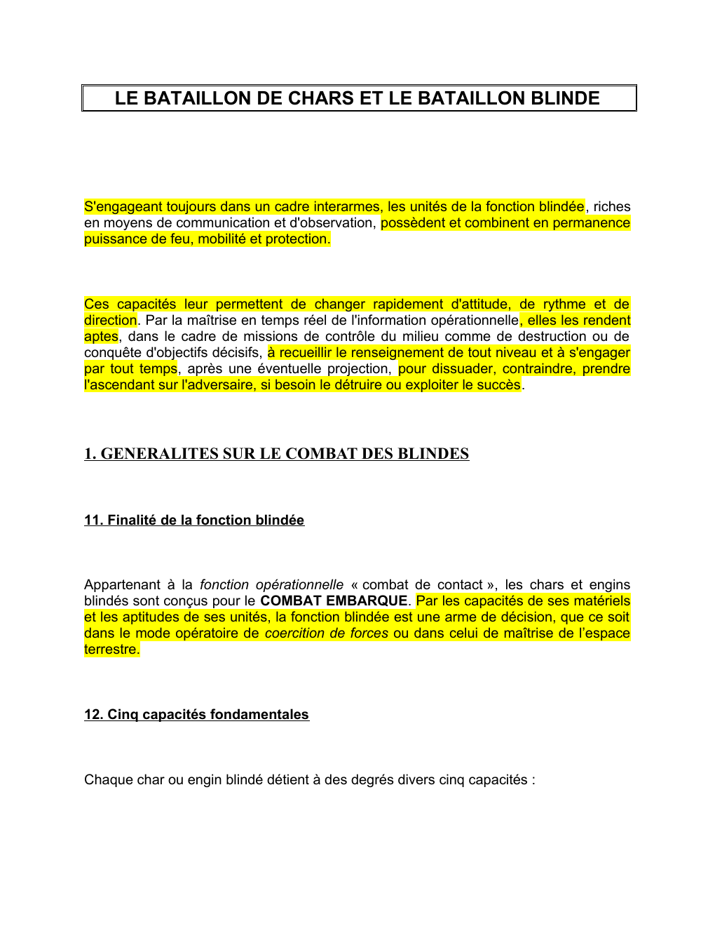 Prévisualisation du document LE BATAILLON DE CHARS ET LE BATAILLON BLINDE